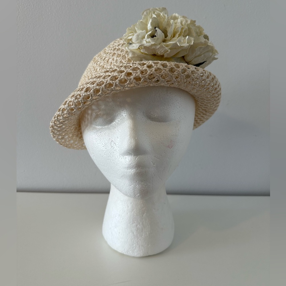 VTG 60s Flowers detail woven hat